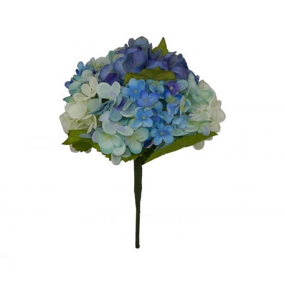 Turquoise Purple Off-White Hydrangea 16in Artificial Polysilk Faux Fake Flower Bouquet for Craft Home Table Arrangement Ceremony Wedding Arch Floral Wall Aisle Decor (Blue Lavender Cream, One each)