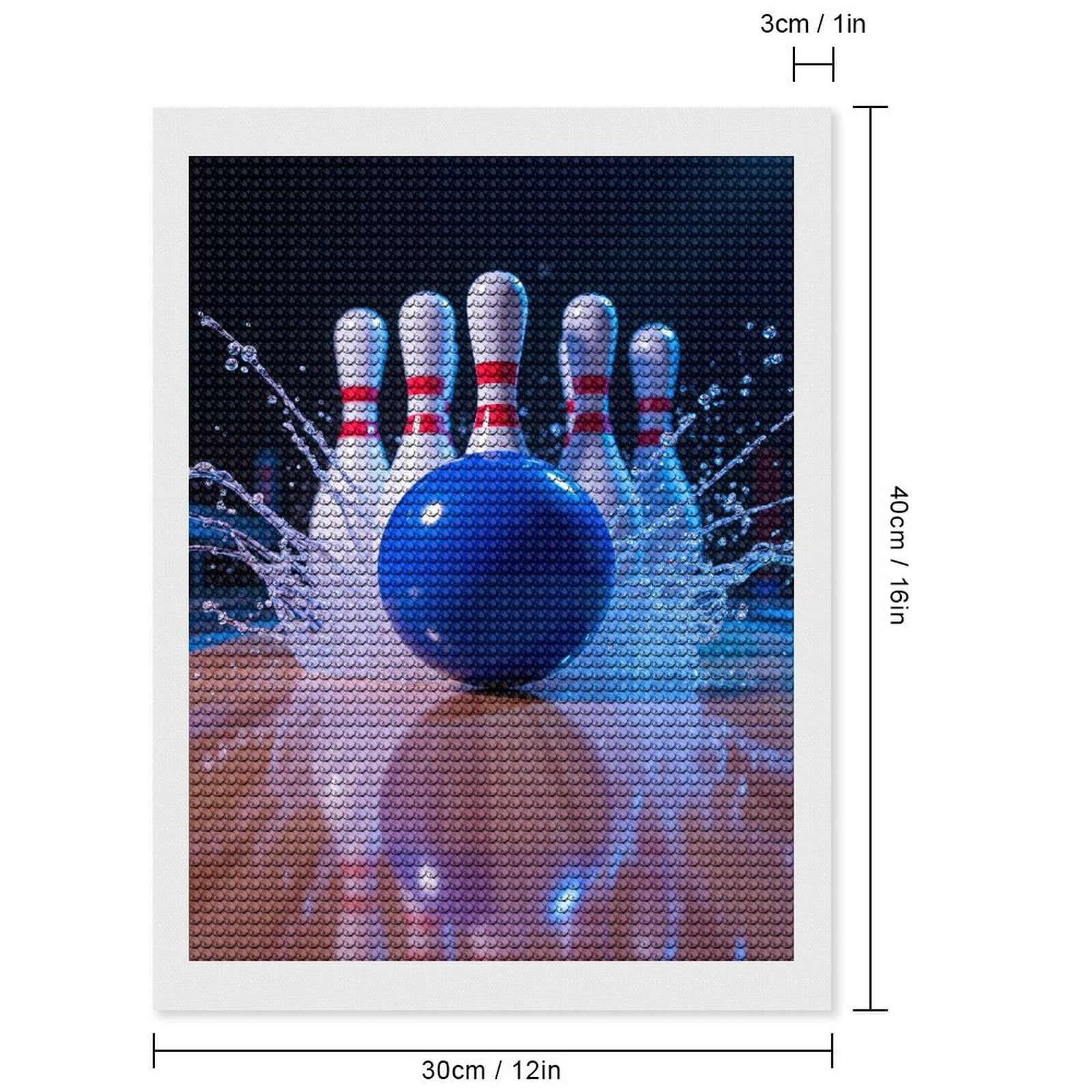 Diamond Art Kits for Adults, Bowling Blue Strike Splash 5D Diamond Painting Kits for Adults Beginners, DIY Full Drill Diamond Painting, Gem Art and Crafts 12x16