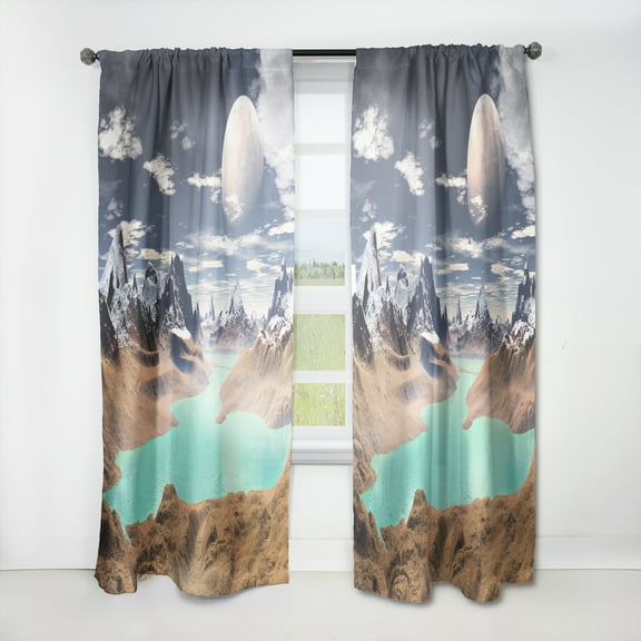 Designart 'The Green Lake Planet' Modern Curtain Panel
