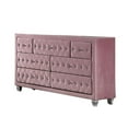 thumbnail image 2 of Benjara Zoha 59 Inch Wide Dresser Chest, 7 Drawer, Solid Wood, Pink Upholstery, 2 of 5