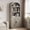 grey,2-door model, variant on 71" Tall Bookshelf , 5 Shelf Arched Bookshelf with Doors Tall Bookcase Farmhouse Display Storage Rack for Home Office, Living Room