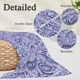 thumbnail image 2 of Purple Navy Blue Pillow Covers, Linen Long Throw Pillow Case, Retro Botanical Abstract Art Holiday Pillow Protector Decorative Cushion Cover for Living Room/Bedroom 16" x 24", 2 of 8