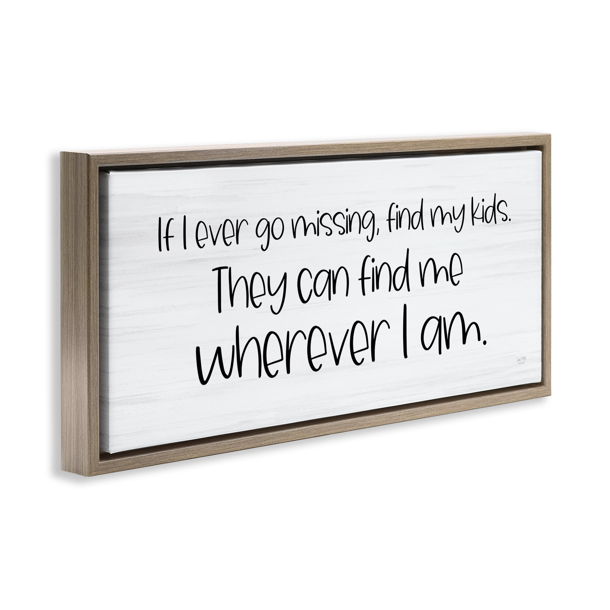Stupell Industries My Kids Can Find Me Text & Numbers Painting Brown Floater Framed Canvas Art Print Wall Art, 25 x 11