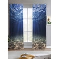 thumbnail image 2 of Navy Blue Ocean Waves Sheer Curtains 63 Inch Length 2 Panels Set for Living Room/Bedroom, Summer Beach Coastal Abstract Kitchen Curtains Grommet Semi-Sheer Curtains Drapes Window Treatments 42"x63"x2, 2 of 7