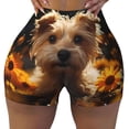 thumbnail image 2 of Rateoe Sunflower Cute Puppy Printed Power Workout Shorts for Women Tummy Control Squat Proof Ribbed Thick Seamless Scrunch Active Short-X-Large, 2 of 8