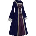 thumbnail image 5 of Womens Renaissance Dress Plus Size Retro Hooded Medieval Party Festival Outfit Trumpet Long Sleeve Maxi Dress (M, Blue), 5 of 5