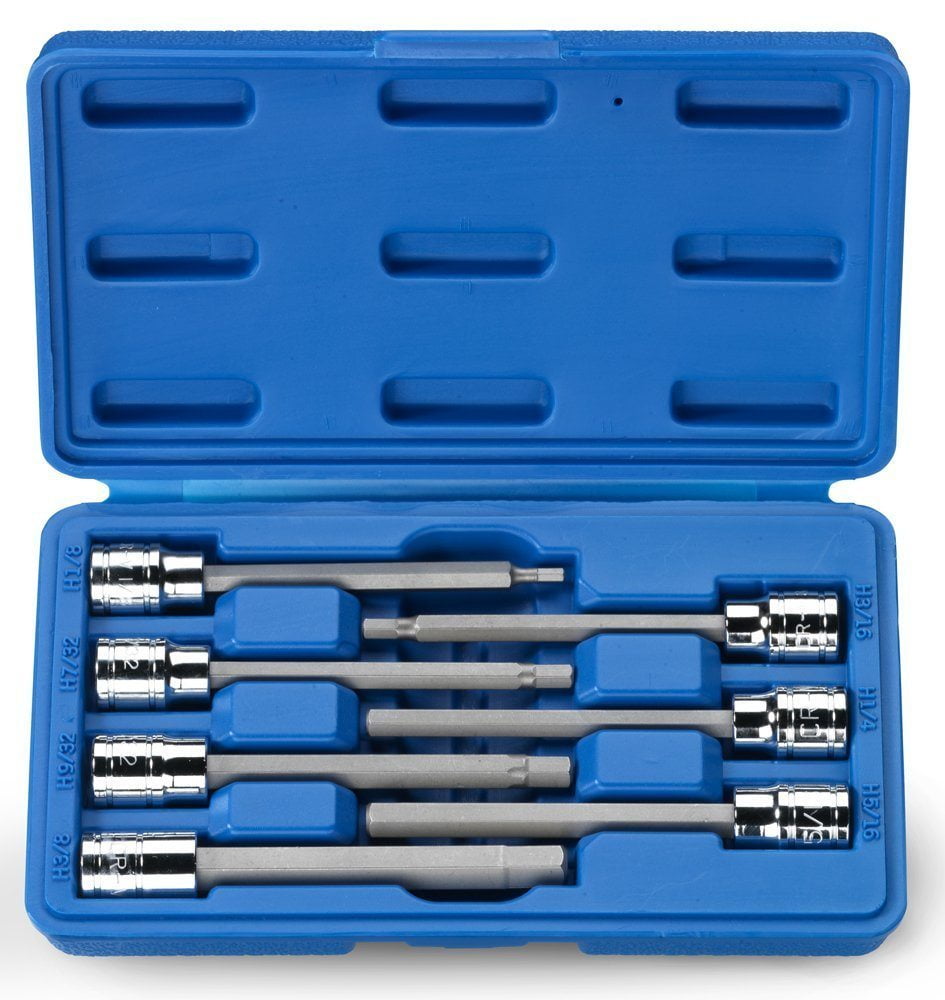 7/8 \ 3/8\ Extra Long Hex Wrench Set Steel Hex Bit Set 3/4/5/6/7/8/10mm Extra