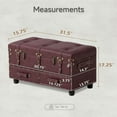 thumbnail image 3 of COZAYH Vintage Storage Bench, Upholstered Wooden Ottoman Bed Chest Box, Magenta, Set of 2, 3 of 8