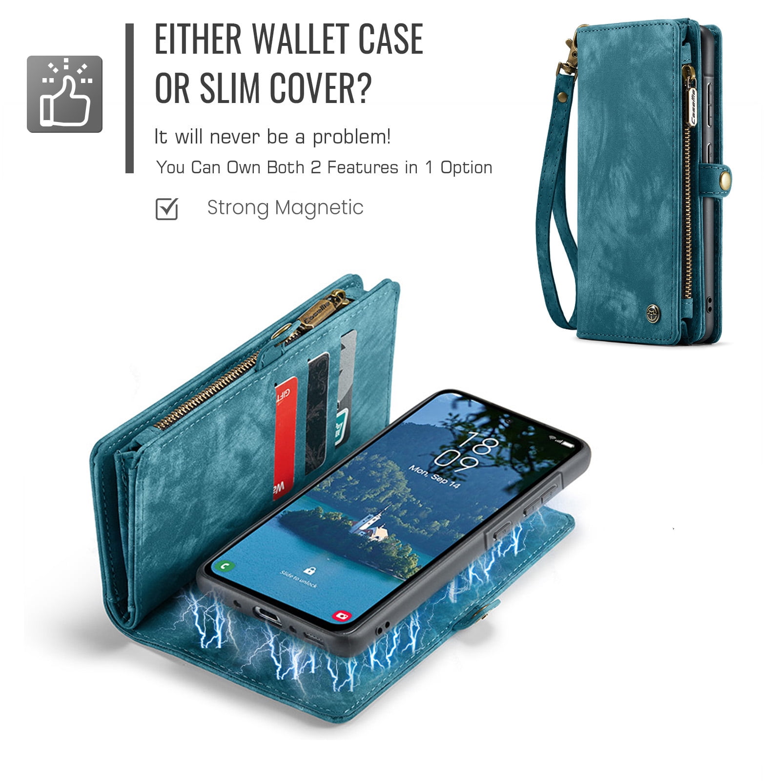 Dteck for Samsung Galaxy Note 10 Plus Wallet Case,Leather Zipper Wallet Case 8 Card Slots Holder Flip Purse Magnetic Handle Strap Shockproof Detachable Phone Cover For Samsung Galaxy Note 10+, Green