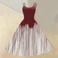 thumbnail image 4 of Women's Punk Gothic Halloween Midi Dress, Off Shoulder Spaghetti Strap A-Line Swing Dress, Blood Drip Retro Print Costume for Halloween Cosplay & Cocktail Parties Red B L, 4 of 4