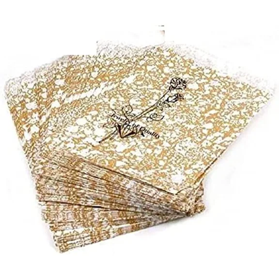 PURELY- 100 Pieces Gold Print Paper Bags Shopping Sales Tote Bags. School Supplies,