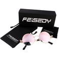 thumbnail image 5 of FEISEDY Retro Gothic Steampunk Sunglasses Round Metal Frame Punk Circle Inspired Shade Men B1857, 5 of 12