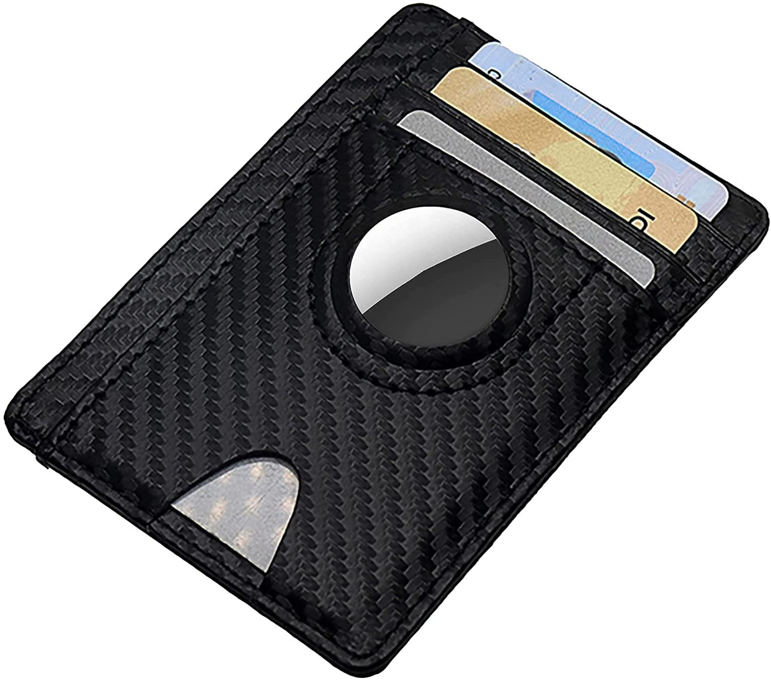 Black Slim Air tag Wallet Holder for Cards and Cash Compatible for Airtag Wallet Case Wallet with Slot Compatible with Airtag 