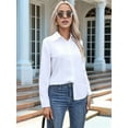 thumbnail image 4 of Super Soft Wrinkle Free Button Down Shirts for Women Solid Long Sleeve Striped Formal Work Dress Blouses Tops White XL, 4 of 9