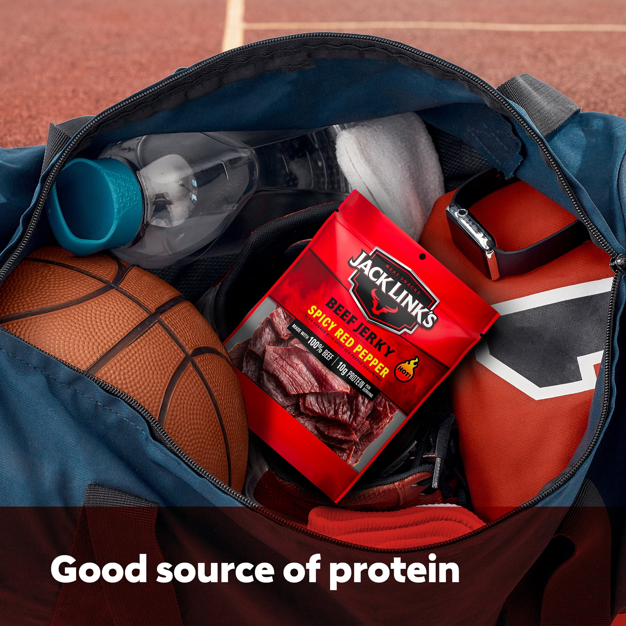 Jack Link’s Beef Jerky, 100% Beef, Spicy Red Pepper, 10g of Protein Per Serving, 2.85 oz Bag