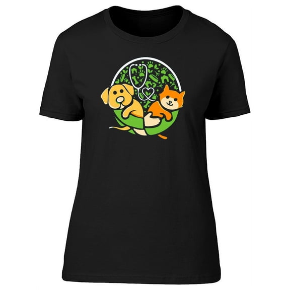 Cute Logo With A Cat And Dog T-Shirt Women -Image by Shutterstock, Female x-Large