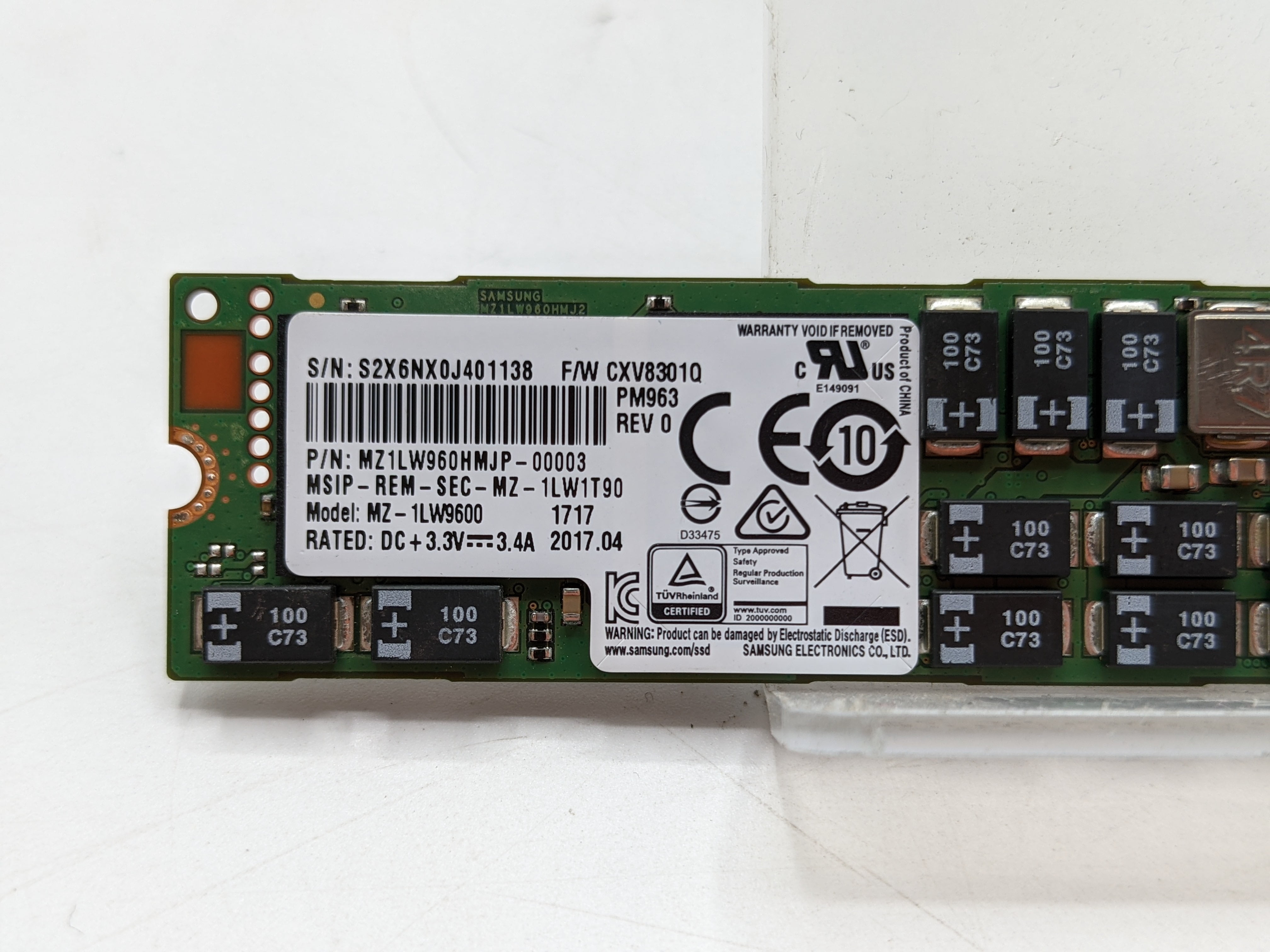 Samsung MZ1LW960HMJP-00003 SSD PM963, 960GB NVMe PCIe TLC - Main Image