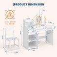 thumbnail image 2 of Kojooin Kids Vanity with Lighted Mirror, 2-in-1 Princess Vanity Table & Chair Set, 2 of 7