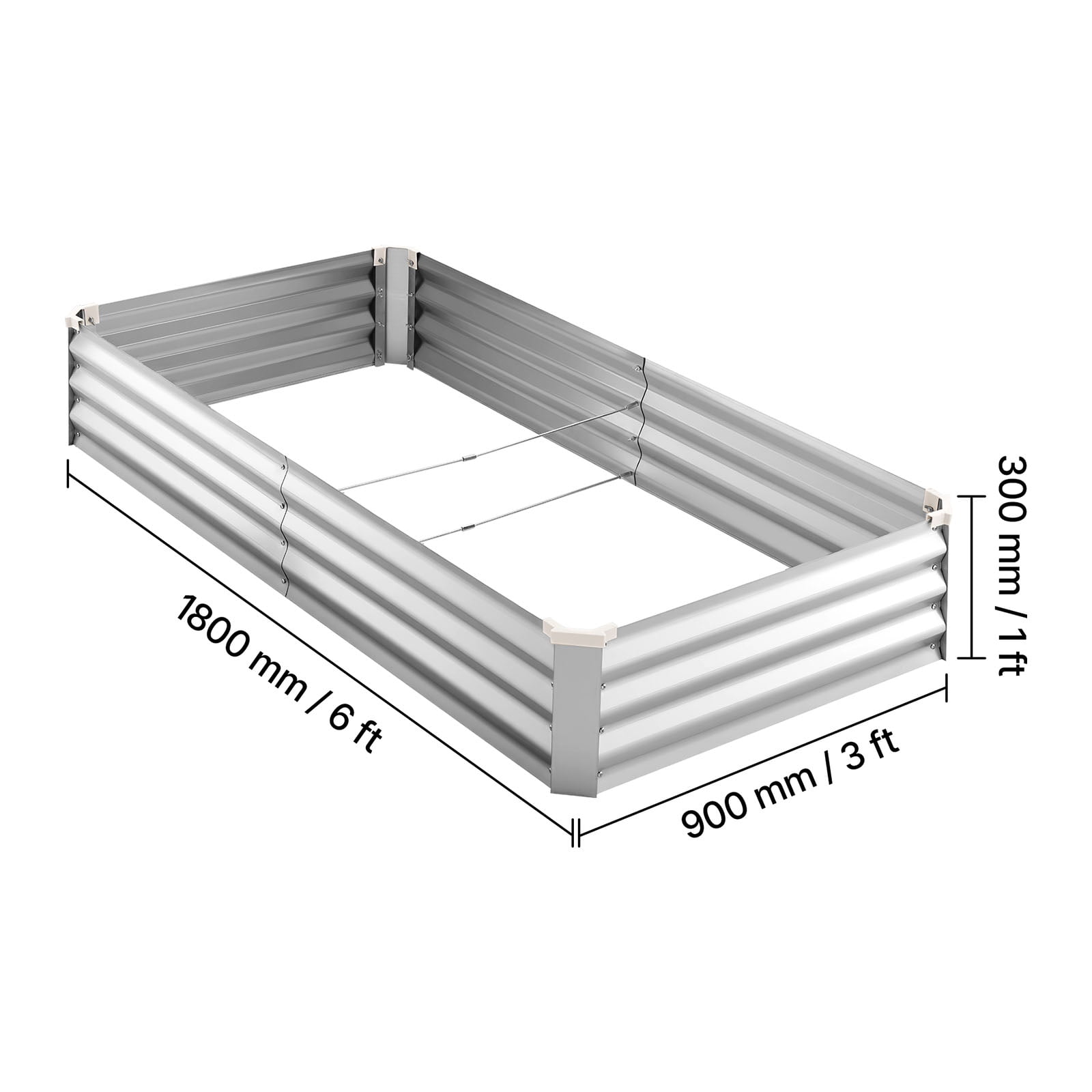 VEVOR 2 Pack Galvanized Raised Garden Beds, 6 x 3 x 1 ft, Rectangular Metal Planter Boxes Kit Outdoor, Bottomless Elevated Planting Box with Gloves, Alu-Zinc, for Growing Flowers Vegetables, Silver