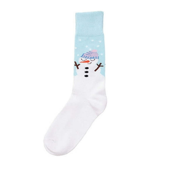 Playful White Snowman One Size Cotton Blend Novelty Crew Socks