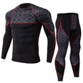 thumbnail image 1 of Guardurnaity Conjunto de ropa interior térmica para hombre, trajes transpirables de secado rápido, medias básicas, pantalones, ropa deportiva, conjuntos de ropa gris y rojo SG, 1 of 6