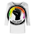 thumbnail image 5 of Tbopshirt Black History Summer Tops for Women,Plus Size 3/4 Sleeve Graphic T-Shirt,Fashion Casual Round Neck Printing Blouse,S-5XL, 5 of 5