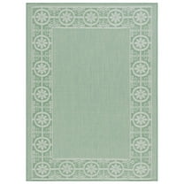 SAFAVIEH Machine Washable Rug Indoor/Outdoor Bermuda Collection - Bermuda Feride Floral Indoor/Outdoor Area Rug, Green/Ivory, 6'7" x 6'7" Round