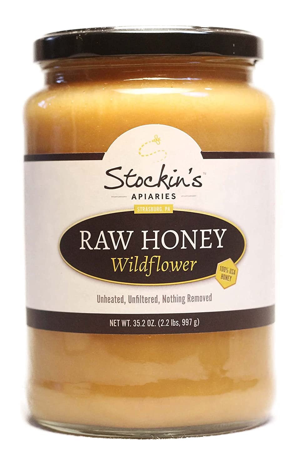 Honey Pacifica Raw Coastal Wildflower Honey - 16 Oz Unprocessed, Unheated Glass Jar