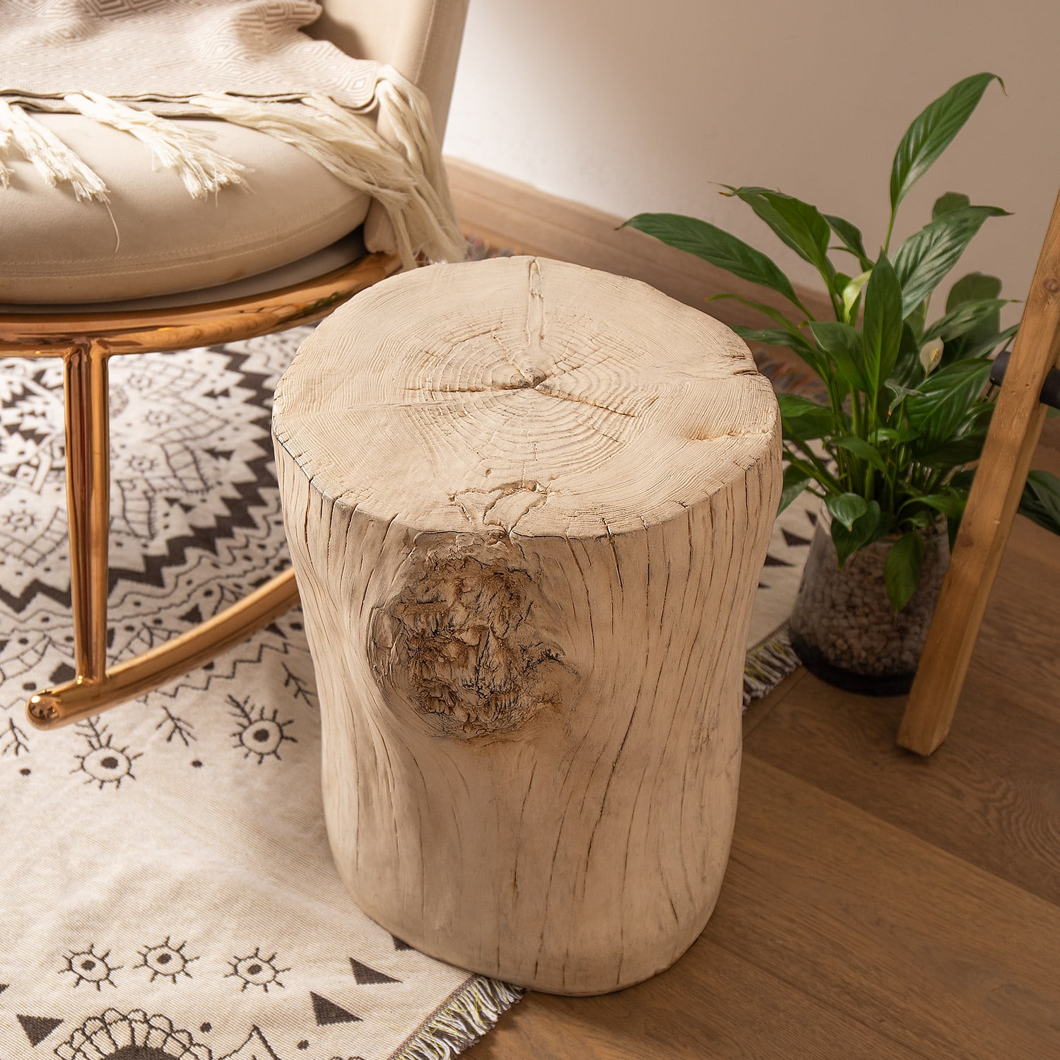 VENTOPYR 2PCS Faux Wood Light Beige Hand-Painted Beige End Side Table