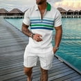 thumbnail image 1 of Vedolay Men's Casual 2 Piece Outfits Summer Short Sleeve Shirt and Shorts Set,Blue 4XL, 1 of 2