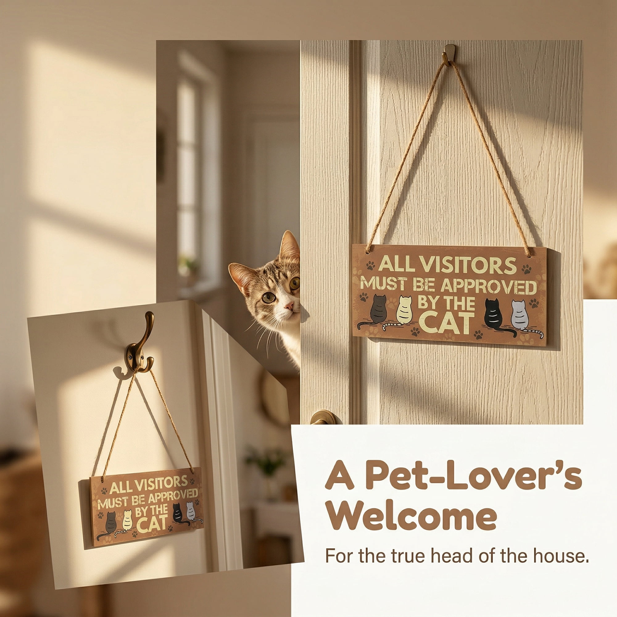 Unique Bargains Pet Sign Home Decor Decorative Wall Plaque Style C 3.9in