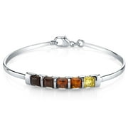 Genuine Baltic Amber Five Stone Charm Bracelet in Sterling Silver