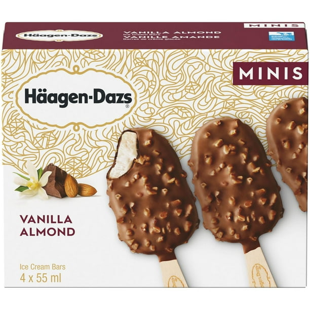 Barres de crème glacée HÄAGEN-DAZS® Miniatures Vanille amande 4 x 55 ml 4 x 55 ML