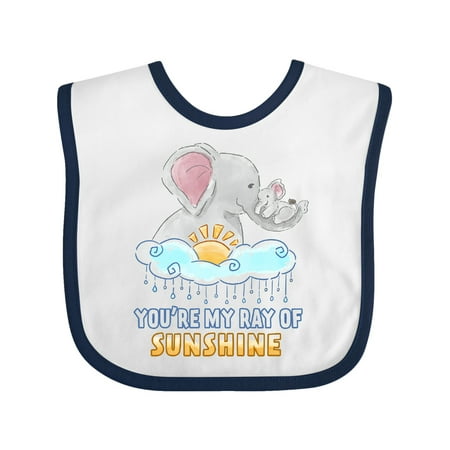 

Inktastic You re My Ray Of Sunshine Cute Elephants Rainclouds and Sun Gift Baby Boy or Baby Girl Bib