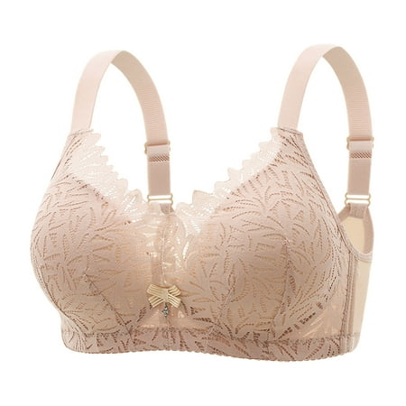 Elvqul Standard Straps Bras Women Seamless Beige High Support Underwire Underwear Soft Nylon Bras