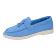 thumbnail image 5 of Suede Loafers for Women Dressy Fringe Slip on Flat Shoes Casual Lightweight Outdoor Walking Driving Shoes Blue Size 7.5, 5 of 6