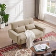 thumbnail image 3 of 49" Compact Loveseat Sofa with Tufted Design, Breathable Linen Fabric, and Throw Pillows for Small Spaces, 3 of 7
