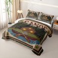 thumbnail image 3 of Feelyou Retro Folk Cabin Camping Quilt King for Men Boys, Woodland Mountain Lake Paddle King Coverlet Set, Brown, 3-Piece, 3 of 7