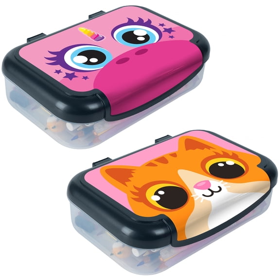 ZIPIT: Pencil Box Bundle: Kitty & Pink Unicorn - Recycled Plastic Cases, Large Capacity Storage Organizers, School Supplies-Stationary, Kids-Girl-Boy