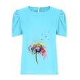 thumbnail image 5 of Mujeres Casual de manga corta de impresión plisada corta cuello redondo camiseta suelta blusa Tops OAVQHLG3B Store lin121212, 5 of 5