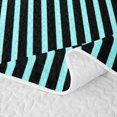 thumbnail image 5 of Castle Fairy Abstract Minimalist Linear Band Bed Spread Queen 3pcs,Geometric Vertical Strip Queen Coverlet Set,Sky Blue Black,1 Quilt and 2 Pillowcases, 5 of 7