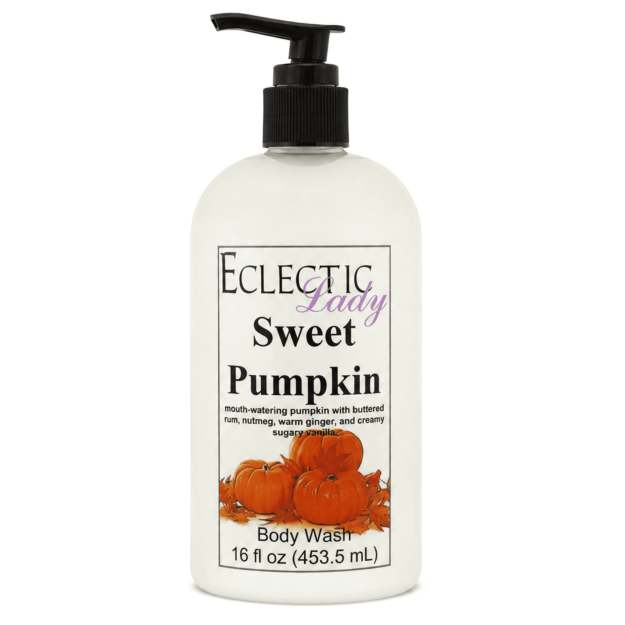 Sweet Pumpkin Body Wash by Eclectic Lady, Liquid Shower Gel for Women and Men, 16 Ounces