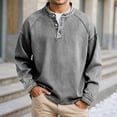 thumbnail image 2 of Afdoent Men's Polo Shirts Timeless Washed Long Sleeve Shirt For With Classic Crew Neck And Button Placket Vacation Beach Shirts, 2 of 4