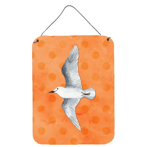 Carolines Treasures BB8228DS1216 Sea Gull Orange Polkadot Wall or Door Hanging Prints Orange 12x16 multicolor
