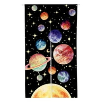 WIRESTER 33.5 inches x 59 inches Linen Doorway Curtain Hanging Tapestry for Restaurant, Home Room Divider Decor Curtains - Sun Planets and Stars