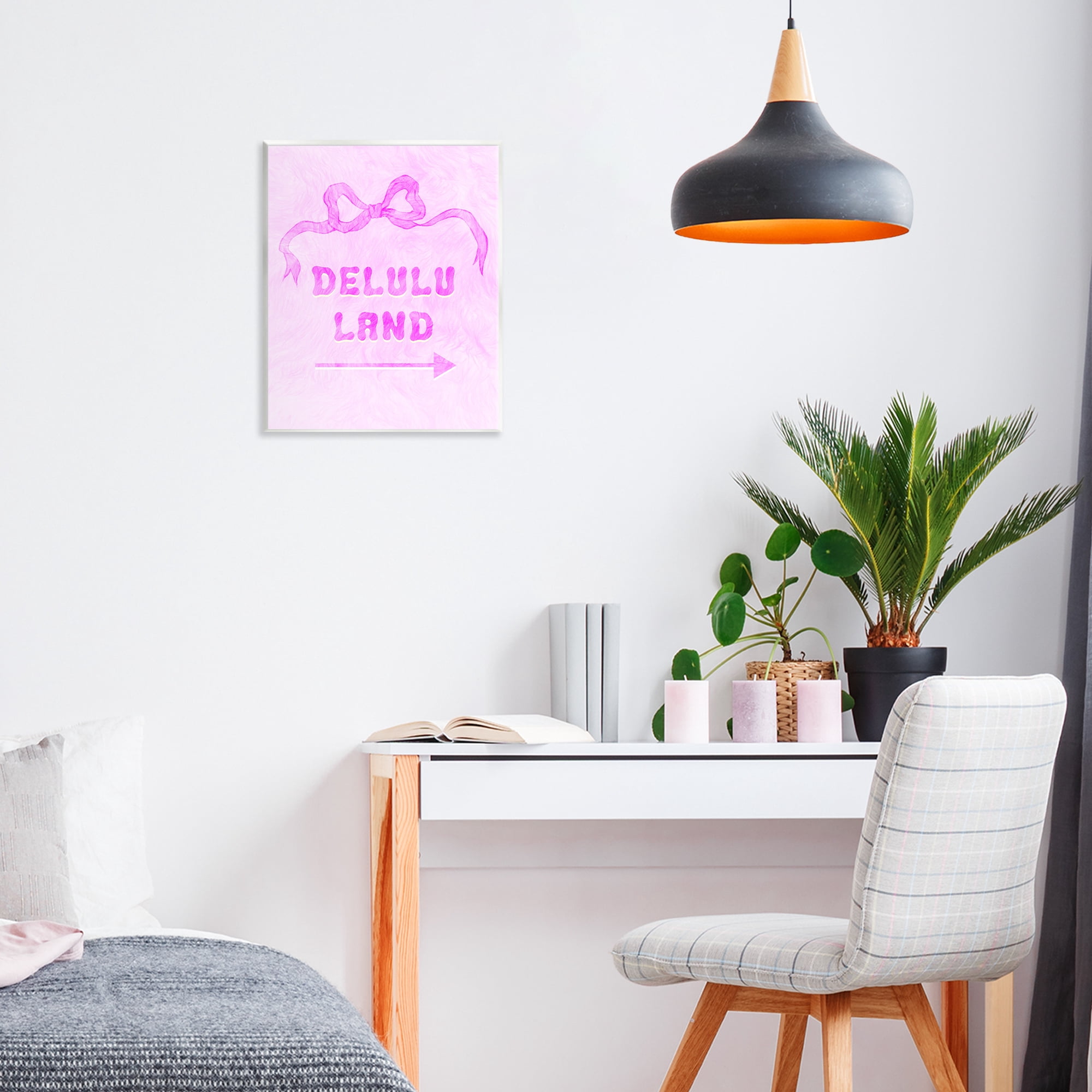 Stupell Industries Delulu Land Feminine Ribbon Wall Plaque Art, design by Ziwei Li