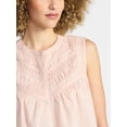 thumbnail image 5 of Time and Tru Women’s Pleated Cotton Sleeveless Top, Sizes XS-XXXL, 5 of 6