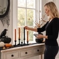 thumbnail image 4 of Black Twisted Drip Wax LED Taper Candles, 6 Pcs 9.65in Flameless Candles with Remote Timer Dimmer for Gothic Home Decor, 4 of 7