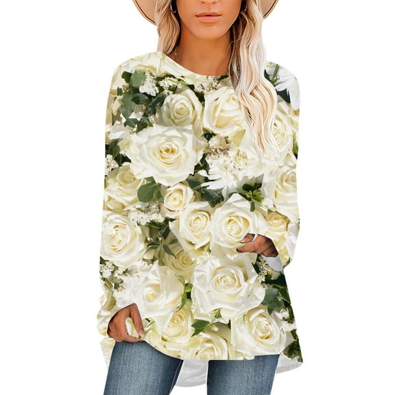 CLOOCL Women T-Shirt Oversized Clothing White Rose 3D Printed Casual Tee Shirts Gift