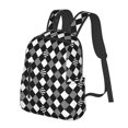 thumbnail image 2 of Plaid Black White Backpack Casual Shoulder Daypack Lightweight Travel Backpack For Men Women, 2 of 5